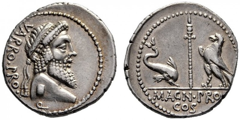 Roman Republican Coins   Cn. Pompeius Magnus and Terentius Varro. Denarius, mint...