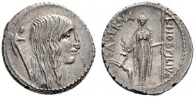 Roman Republican Coins   L. Hostilius Saserna. Denarius 48, AR 3.93 g. Female head r. with long hair; behind, carnyx . Rev. L·HOSTILIVS – SASERNA Arte...