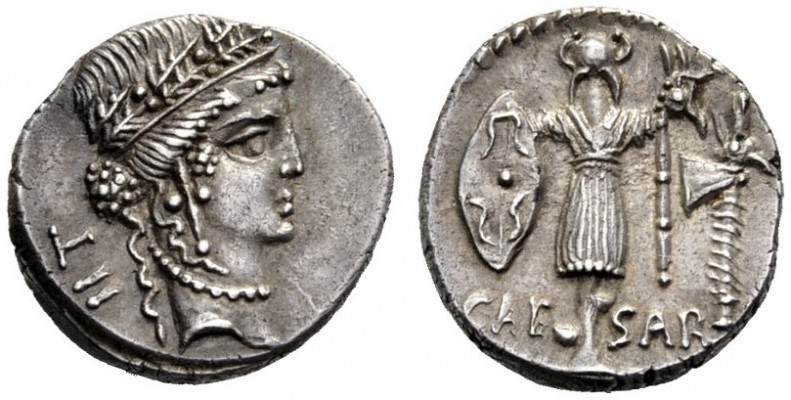 Roman Republican Coins   Julius Caesar. Denarius, mint moving with Caesar 48-47,...
