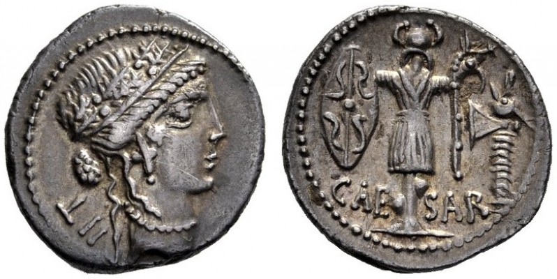 Roman Republican Coins   Julius Caesar. Denarius, mint moving with Caesar 48-47,...