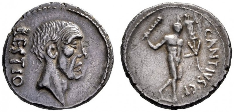 Roman Republican Coins   C. Antius C.f. Restio. Denarius 47, AR 3.94 g. RESTIO H...