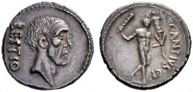 Roman Republican Coins   C. Antius C.f. Restio. Denarius 47, AR 3.94 g. RESTIO Head of C. Antius Restio r. Rev. C·ANTIVS·C·F Hercules walking r., with...