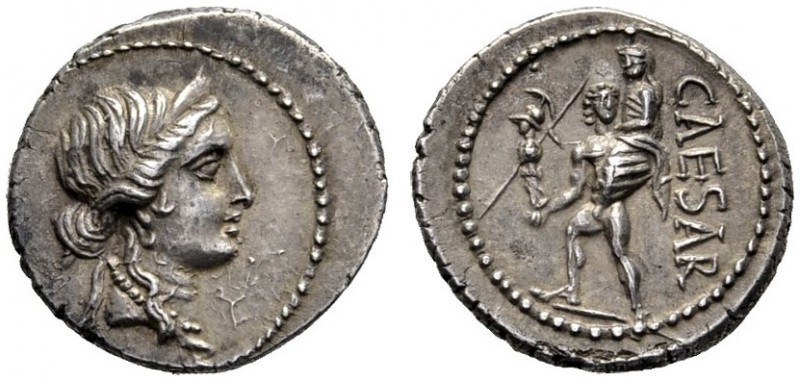 Roman Republican Coins   Julius Caesar. Denarius, Asia 48-47, AR 3.72 g. Diademe...