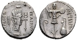 Roman Republican Coins   Q. Metellus Pius Scipio with P. Licinius Crassus. Denarius, Africa 47-46, AR 3.95 g. CRASS·IVN – [LE]G·PRO·PR Turreted female...