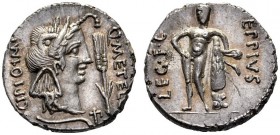 Roman Republican Coins   Q. Metellus Scipio and Eppius Legatus. Denarius, Africa 47-46, AR 3.92 g. Q·METELL – SCIPIO·IM[P] Laureate head of Africa r.,...