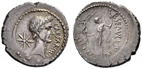 Roman Republican Coins   Julius Caesar and P. Sepullius Macer. Denarius 44, AR 3.65 g. CAESAR IMP Wreathed head of Caesar r.; behind, eight-rayed star...