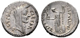 Roman Republican Coins   Julius Caesar and P. Sepullius Macer. Denarius 44, AR 3.52 g. CAESAR – DICT PERPETVO Veiled and wreathed head of Caesar r. Re...