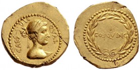 Roman Republican Coins   Julius Caesar. Aureus 44, AV 8.09 g. CAES DIC – QVAR Diademed bust of Venus r. Rev. COS·QVINC within laurel wreath. Babelon J...
