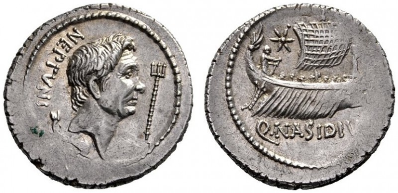 Roman Republican Coins   Sextus Pompeius and Q. Nasidius. Denarius, Sicily circa...