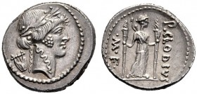 Roman Republican Coins   P. Clodius M.f. Turrinus. Denarius 42, AR 3.69 g. Laureate head of Apollo r.; behind, lyre. Rev. P.CLODIVS – ·M·F Diana stand...