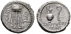 Roman Republican Coins   C. Cassius and Lentulus Spint. Denarius, mint moving with Brutus and Cassius 43-42, AR 3.85 g. C· – CASSI·IMP Tripod with cor...