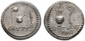 Roman Republican Coins   Brutus and Lentulus Spint. Denarius, mint moving with Brutus and Cassius 43-42, AR 3.75 g. BRVTVS Axe, culullus and knife r. ...