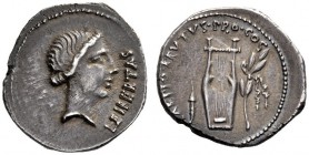 Roman Republican Coins   Q. Caepio Brutus. Denarius, mint moving with Brutus 43-42, AR 3.77 g. LEIBERTAS Head of Libertas r. Rev. CAEPIO·BRVTVS·PRO·CO...