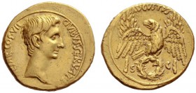 The Roman Empire   Octavian as Augustus, 27 BC – 14 AD  Aureus 27 BC, AV 7.94 g. CAESAR·COS·VII – CIVIBVS·SERVATEIS Head r. Rev. AVGVSTVS Eagle with s...
