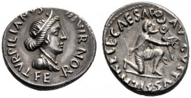 The Roman Empire   Octavian as Augustus, 27 BC – 14 AD   P. Petronius Turpilianus. Denarius circa 19 BC, AR 3.98 g. TVRPILIANVS – III VIR Diademed and...