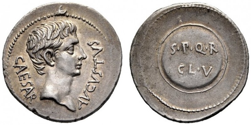 The Roman Empire   Octavian as Augustus, 27 BC – 14 AD  Denarius, Caesaraugusta ...