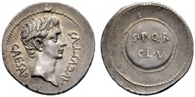 The Roman Empire   Octavian as Augustus, 27 BC – 14 AD  Denarius, Caesaraugusta (?) circa 19-18 BC, AR 3.95 g. CAESAR – AVGVSTVS Bare head r. Rev. S P...