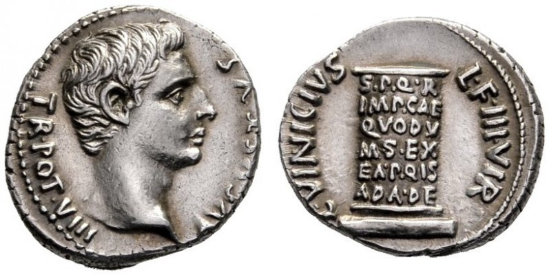 The Roman Empire   Octavian as Augustus, 27 BC – 14 AD   C. Vinicius. Denarius 1...