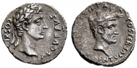 The Roman Empire   Octavian as Augustus, 27 BC – 14 AD   Cossus Cornelius Lentulus. Denarius 12 BC, AR 3.55 g. AVGVSTVS – COS XI Oak-wreathed head of ...
