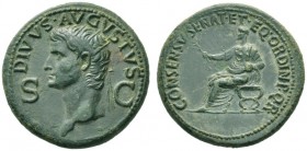 The Roman Empire   Octavian as Augustus, 27 BC – 14 AD   Divus Augustus.  Dupondius circa 37-41, Æ 14.81 g. DIVVS AVGVTSVS S – C Radiate head l. Rev. ...