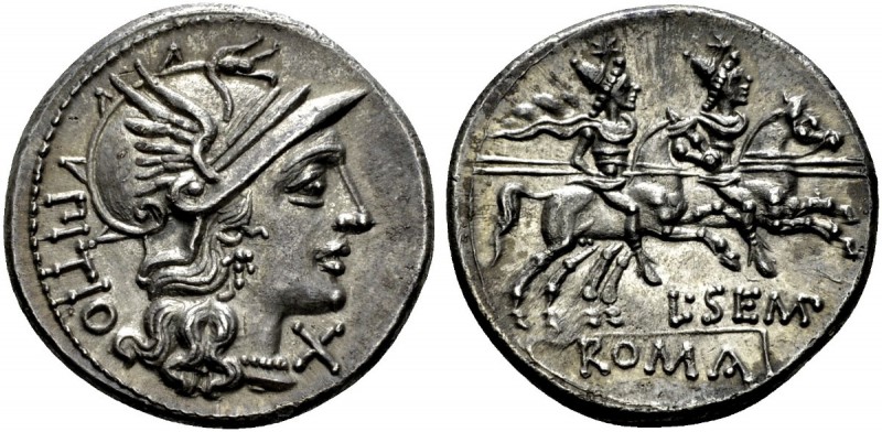 The Roman Republic 
 L. Sempronius Pitio. Denarius, Roma 148, AR 3.54 g. 
 Des...