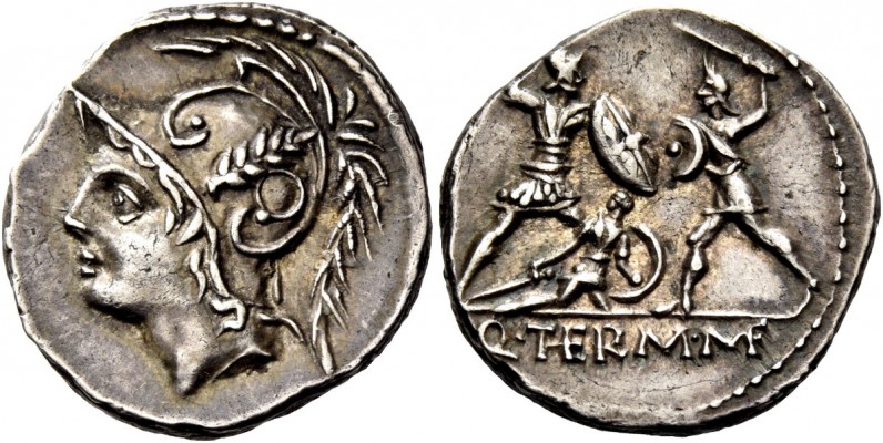 The Roman Republic 
 Q. Minucius M.f. Ter. Denarius, Roma 103, AR 3.98 g. 
 De...