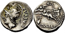The Roman Republic 
 L. Iulius Caesar. Denarius, Roma 103, AR 3.94 g. 
 Description: Helmeted head of Mars l.; above visor, F and behind, CAESAR. Re...