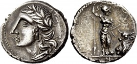 The Roman Republic 
 The Bellum Sociale. Denarius, Bovianum (?) circa 89 (?), AR 4.06 g. 
 Description: Laureate head of Italia l.; behind, viteliú ...