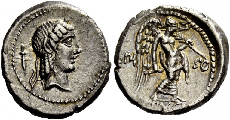 The Roman Republic 
 L. Piso Frugi. Quinarius, Roma 90, AR 2.22 g. 
 Descripti...