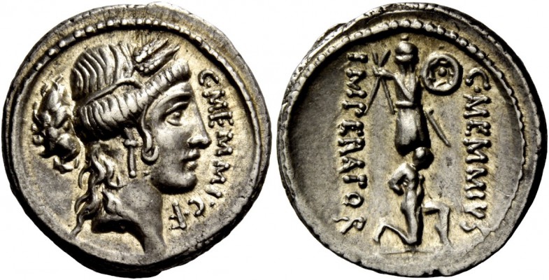 The Roman Republic 
 C. Memmius C.f. Denarius, Roma 56, AR 3.96 g. 
 Descripti...