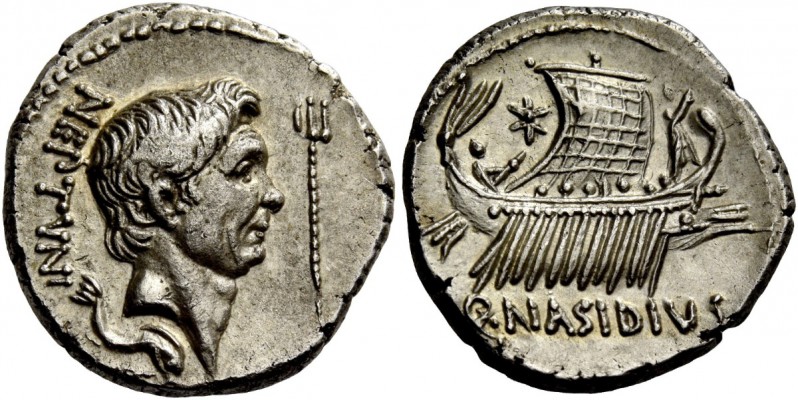 The Roman Republic 
 Cnaeus Pompeius Magnus with Q. Nasidius. Denarius, mint mo...