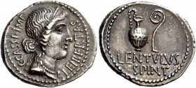 The Roman Republic 
 C. Cassius Longinus with Lentulus Spinther. Denarius, mint moving with Brutus and Cassius 43-42, AR 3.57 g. 
 Description: C·CA...