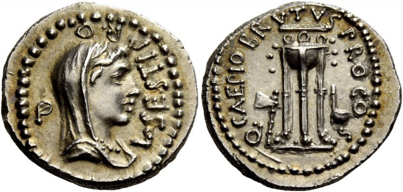 The Roman Republic 
 Q. Caepio Brutus and L. Sestius Pro. Q. Denarius, mint mov...