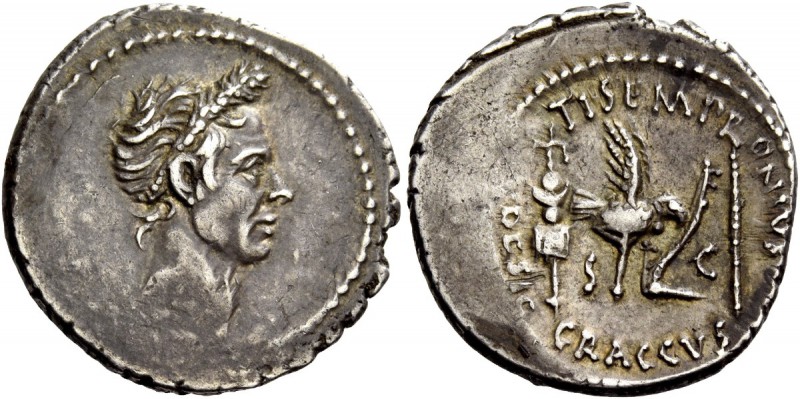 The Roman Republic 
 Ti. Sempronius Graccus. Denarius, Roma 40 (?) or later, AR...