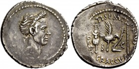 The Roman Republic 
 Ti. Sempronius Graccus. Denarius, Roma 40 (?) or later, AR 3.74 g. 
 Description: S – C Laureate head of J. Caesar r. Rev. TI·S...