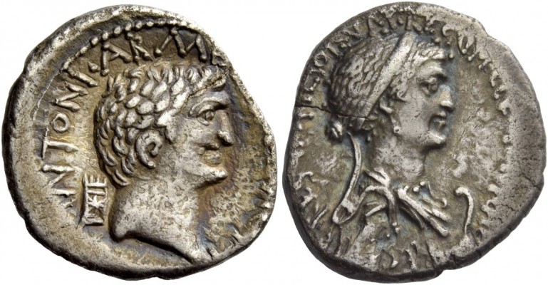 The Roman Republic 
 M. Antonius and Cleopatra. Denarius, mint moving with M. A...