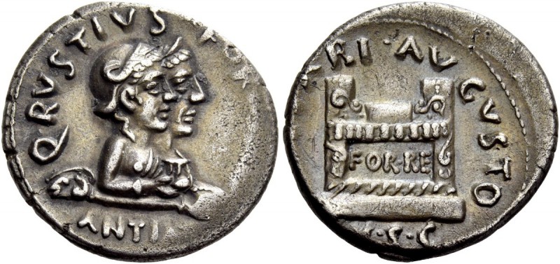 The Roman Empire 
 Octavian as Augustus, 27 BC – 14 AD. Q. Rustius moneyer. Den...