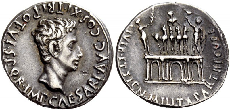 The Roman Empire 
 Octavian as Augustus, 27 BC – 14 AD. Denarius, Colonia Patri...