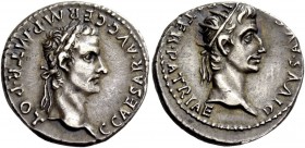 The Roman Empire 
 Gaius, 37 – 41. Denarius, Roma circa 37-38, AR 3.80 g. 
 Description: C CAESAR AVG GERM P M TR POT Laureate head of Gaius r. Rev....