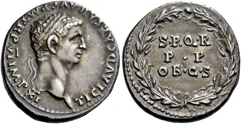 The Roman Empire 
 Claudius, 41 – 54. Denarius, Roma 46-47, AR 3.79 g. 
 Descr...