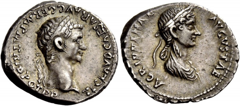 The Roman Empire 
 Claudius, 41 – 54. Denarius, Roma 50-54, AR 3.62 g. 
 Descr...