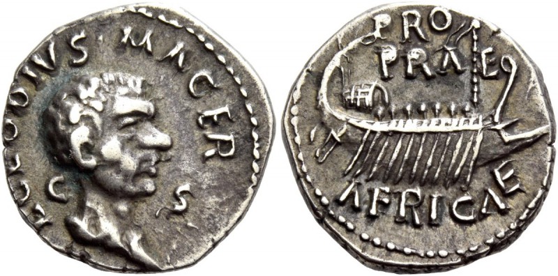 The Roman Empire 
 Clodius Macer, 68. Denarius, Carthago (?) April-October (?) ...