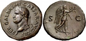The Roman Empire 
 Galba, 68 – 69. Sestertius, Roma October 68, Æ 25.12 g. 
 Description: SER GALBA IMP CAESAR AVG TR P Laureate head l. Rev. Victor...