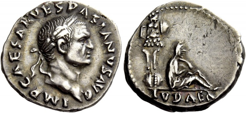The Roman Empire 
 Vespasian, 69 – 79. Denarius, Roma 69-70, AR 3.49 g. 
 Desc...