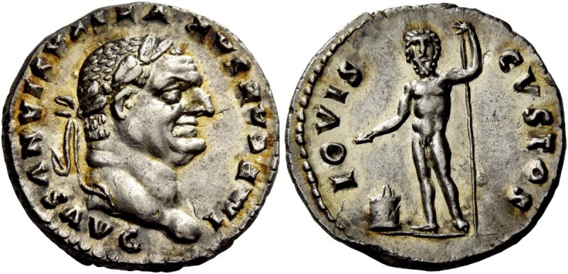 The Roman Empire 
 Vespasian, 69 – 79. Denarius, Roma 76, AR 3.40 g. 
 Descrip...