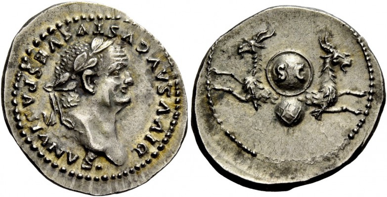 The Roman Empire 
 Divus Vespasianus. Denarius, Roma 80-81, AR 3.25 g. 
 Descr...