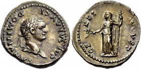The Roman Empire 
 Domitian caesar, 69 – 81. Denarius, Roma 77-78, AR 3.37 g. 
 Description: CAESAR AVG F DOMITIANVS Laureate head r. Rev. CE - RES ...