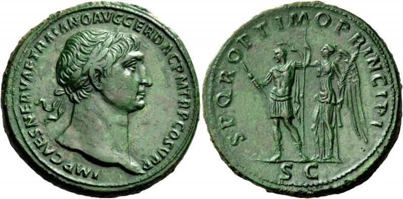 The Roman Empire 
 Trajan, 98 – 117. Sestertius, Roma circa 107-110, Æ 28.50 g....