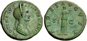 The Roman Empire 
 Plotina, wife of Trajan. Sestertius, Roma 112-August 117, Æ 27.04 g. 
 Description: PLOTINA AVG – IMP TRAIANI Diademed and draped...