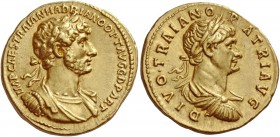 The Roman Empire 
 Hadrian, 117 – 138. Aureus, Roma 117-118, AV 7.30 g. 
 Description: IMP CAES TRAIAN HADRIAN OPT AVG G D PART Laureate, draped and...